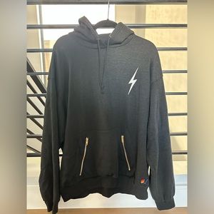 Aviator Nation - BOLT STITCH RELAXED PULLOVER HOODIE POCKET ZIPPERS - Black